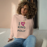 I Love King Polly Crop Hoodie in White or Pale Pink