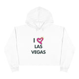 I Love Las Vegas Crop Hoodie in White or Pale Pink
