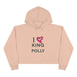 I Love King Polly Crop Hoodie in White or Pale Pink