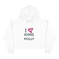 I Love King Polly Crop Hoodie in White or Pale Pink