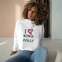 I Love King Polly Crop Hoodie in White or Pale Pink