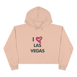 I Love Las Vegas Crop Hoodie in White or Pale Pink